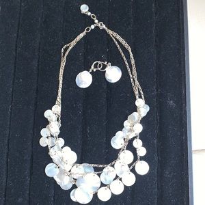 Vintage White Shells on Silver Chain w/ matching earrings
